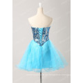 Grace Karin trägerlosen Organza Sequins kurze Cocktailparty Kleider Sky Blue Cocktailkleid CL6054-2